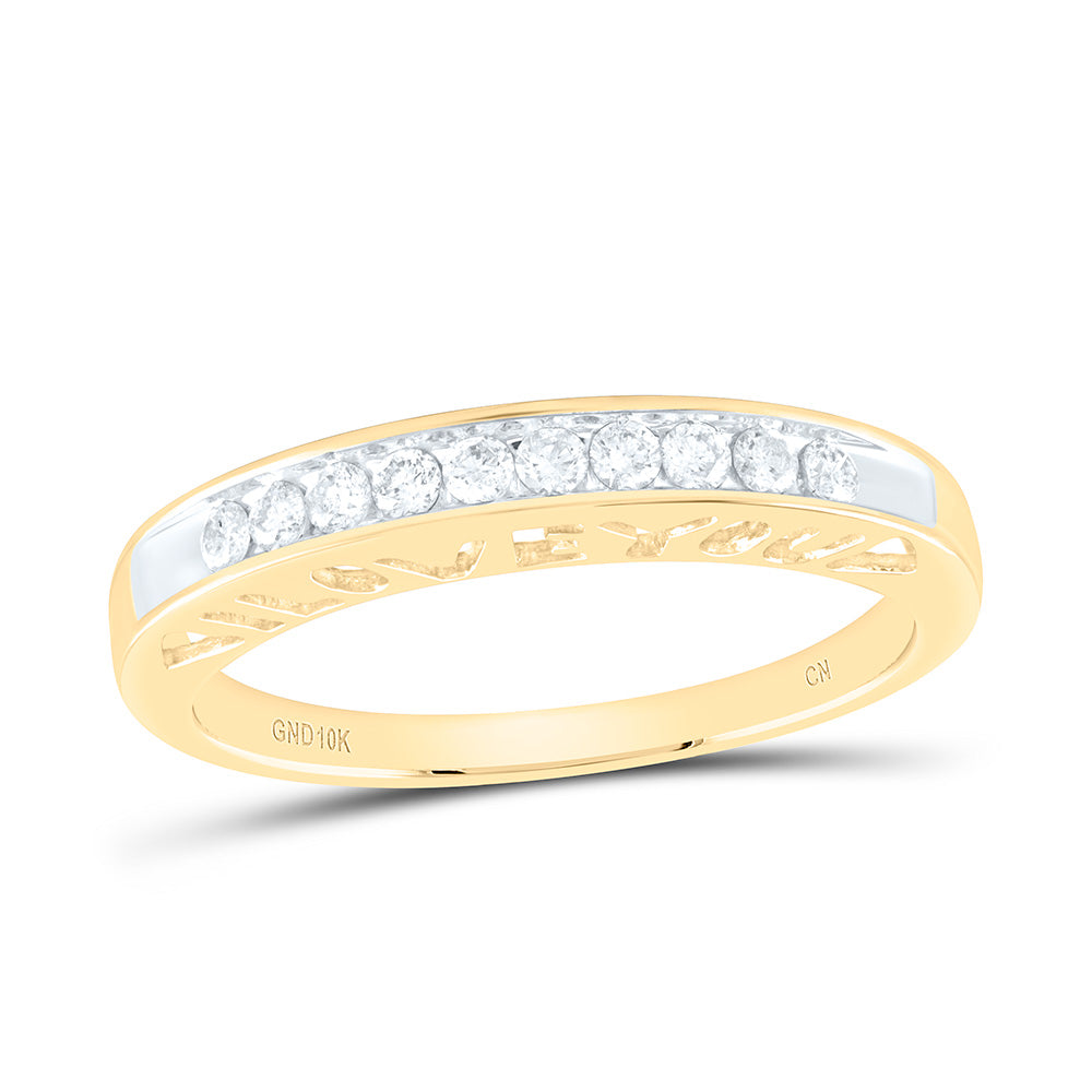 10kt Yellow Gold Womens Round Diamond I Love You Band 1/5 Cttw 7 Daisy Joyeria