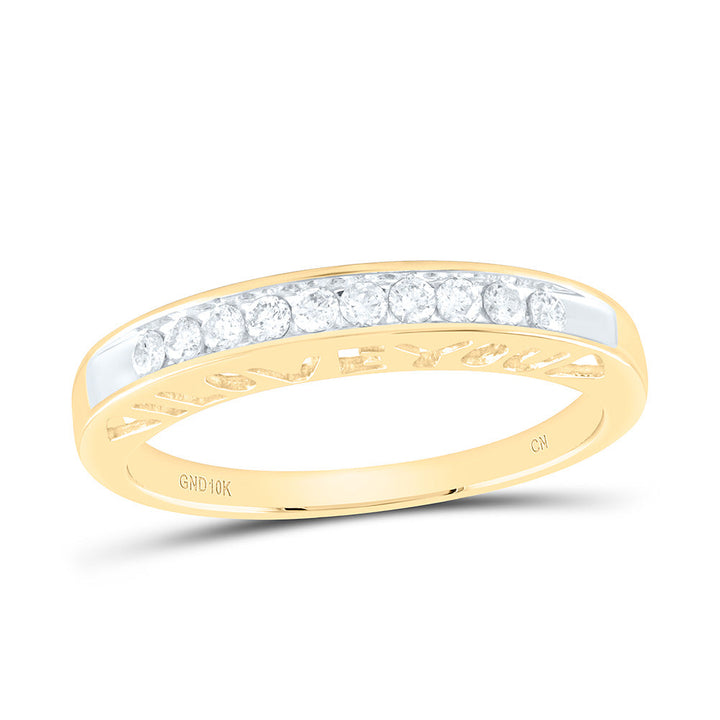 10kt Yellow Gold Womens Round Diamond I Love You Band 1/5 Cttw 7 Daisy Joyeria