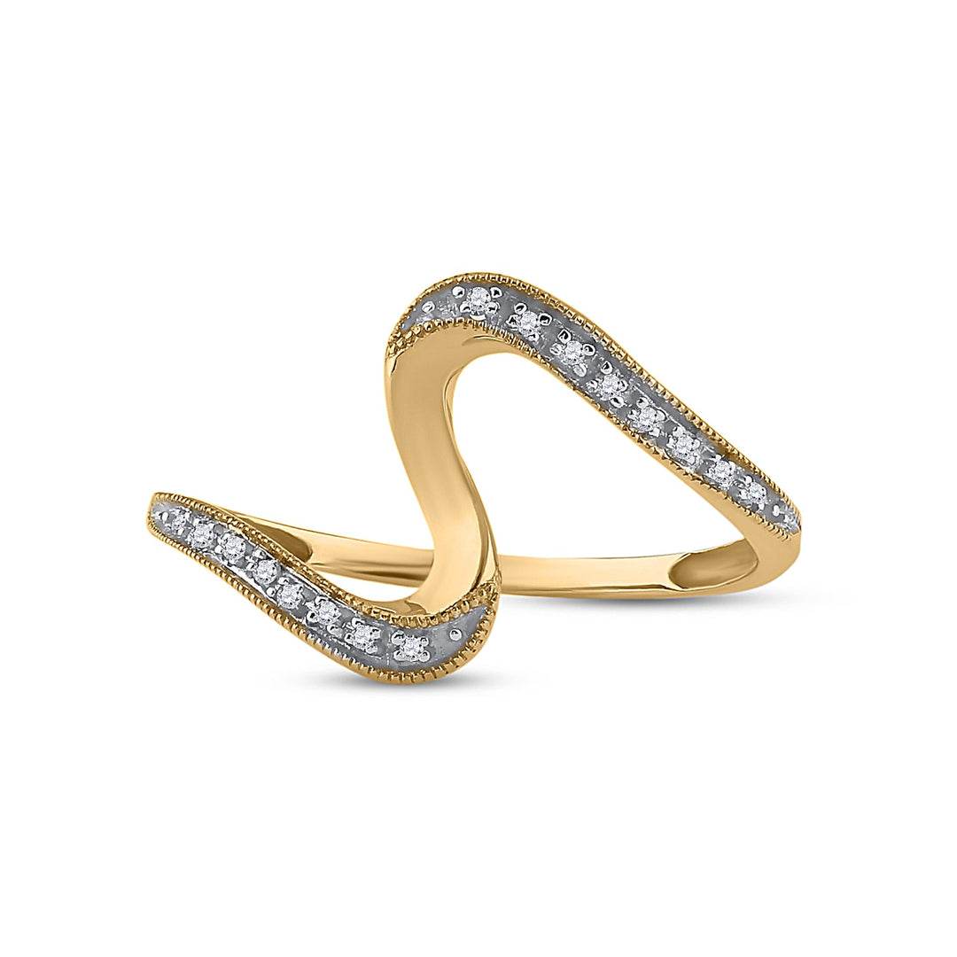 10kt Yellow Gold Womens Round Diamond S Curve Band Ring 1/20 Cttw 7 Daisy Joyeria
