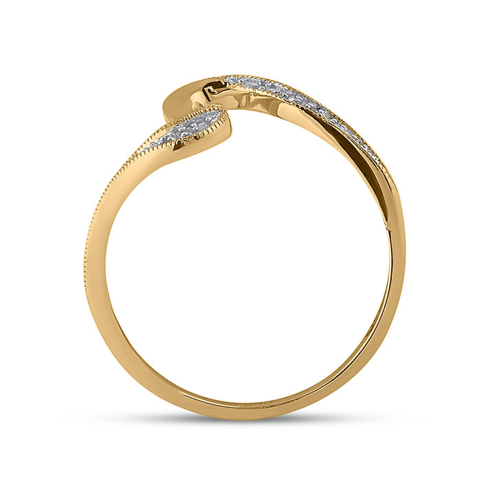 10kt Yellow Gold Womens Round Diamond S Curve Band Ring 1/20 Cttw 7 Daisy Joyeria