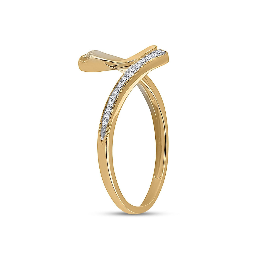 10kt Yellow Gold Womens Round Diamond S Curve Band Ring 1/20 Cttw 7 Daisy Joyeria