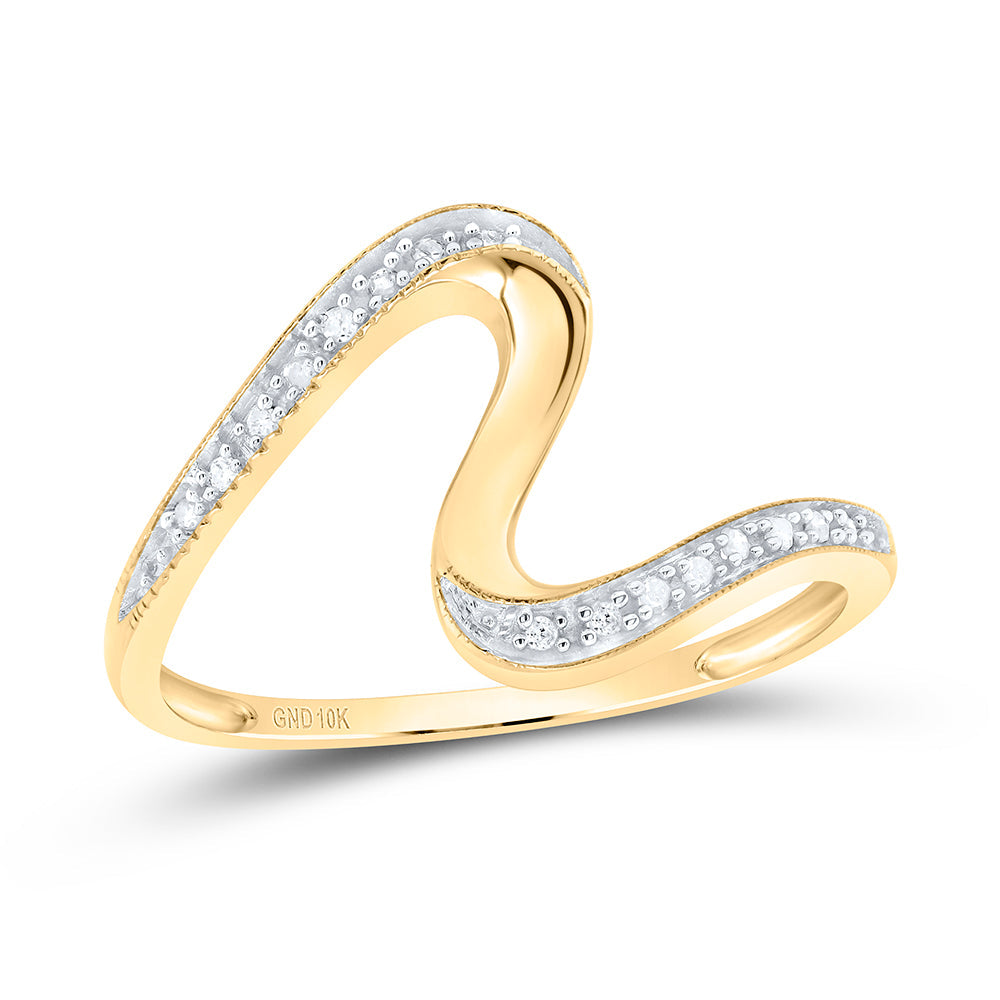 10kt Yellow Gold Womens Round Diamond S Curve Band Ring 1/20 Cttw 7 Daisy Joyeria