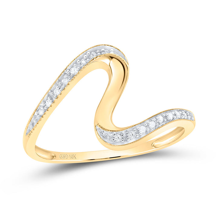 10kt Yellow Gold Womens Round Diamond S Curve Band Ring 1/20 Cttw 7 Daisy Joyeria