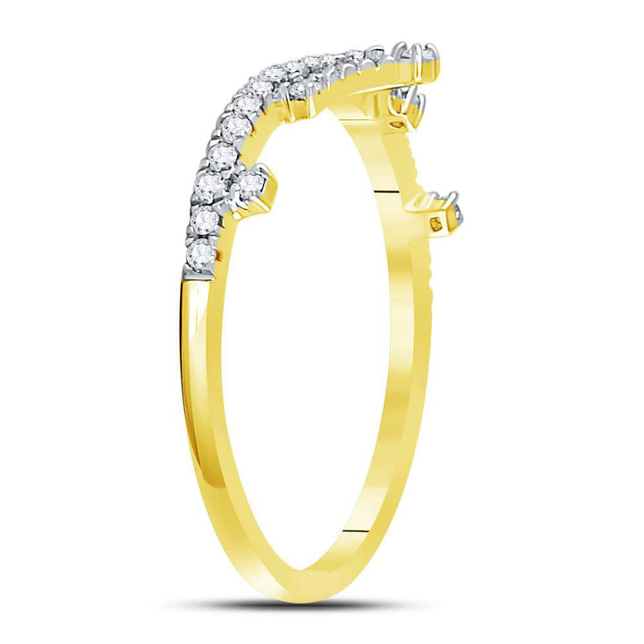 10kt Yellow Gold Womens Round Diamond Crown Tiara Fashion Band Ring 1/5 Cttw 7 Daisy Joyeria