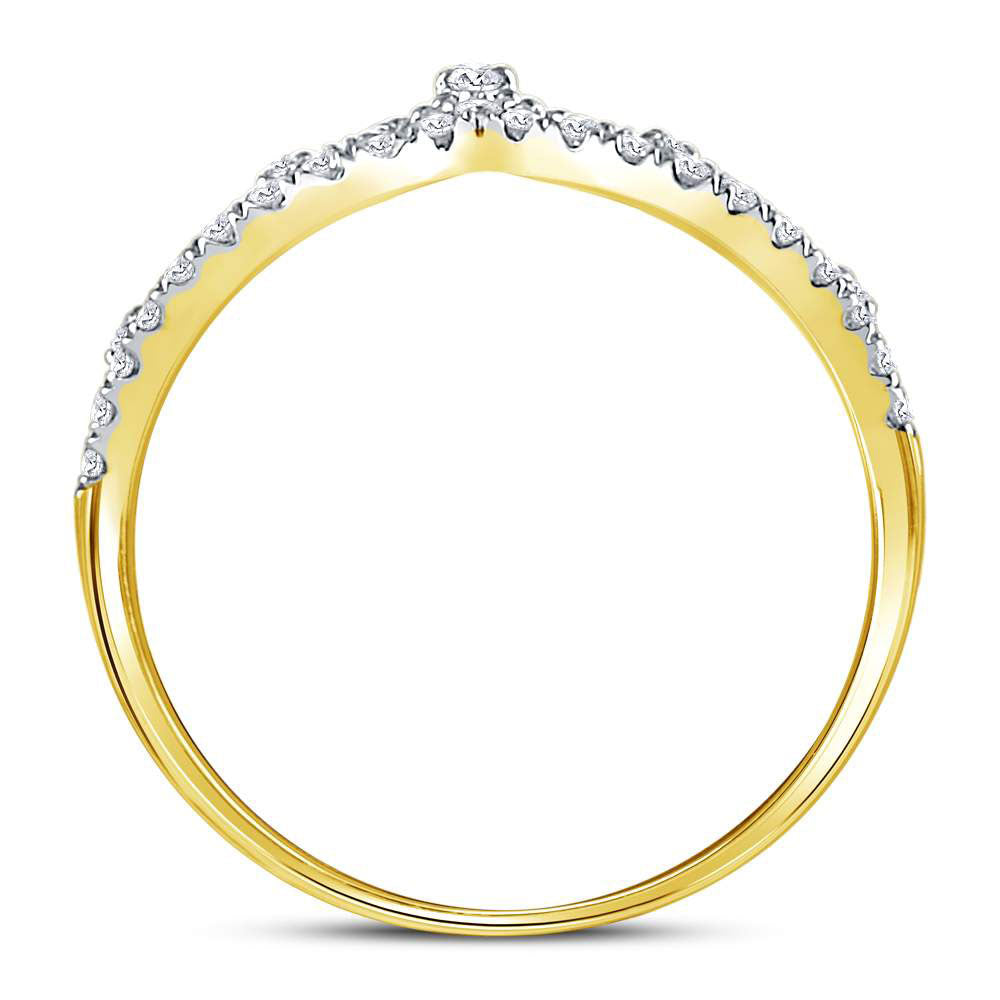 10kt Yellow Gold Womens Round Diamond Crown Tiara Fashion Band Ring 1/5 Cttw 7 Daisy Joyeria