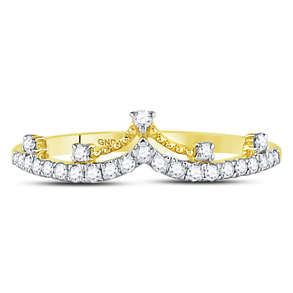 10kt Yellow Gold Womens Round Diamond Crown Tiara Fashion Band Ring 1/5 Cttw 7 Daisy Joyeria