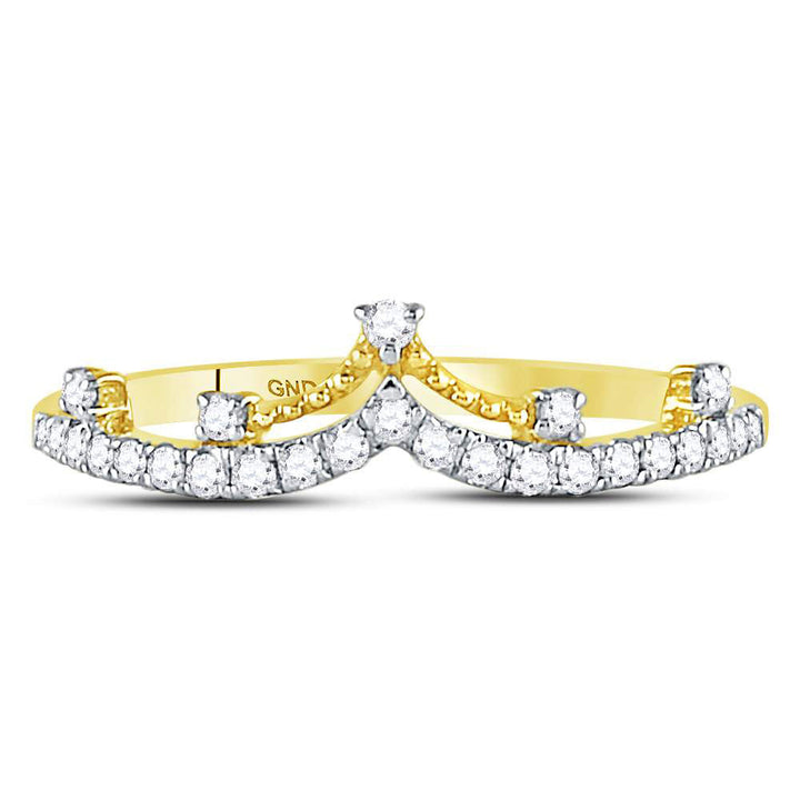 10kt Yellow Gold Womens Round Diamond Crown Tiara Fashion Band Ring 1/5 Cttw 7 Daisy Joyeria