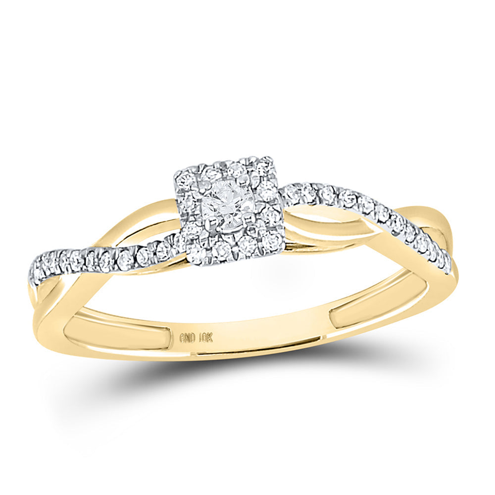 10kt Yellow Gold Womens Round Diamond Solitaire Promise Bridal Ring 1/5 Cttw 7 Daisy Joyeria