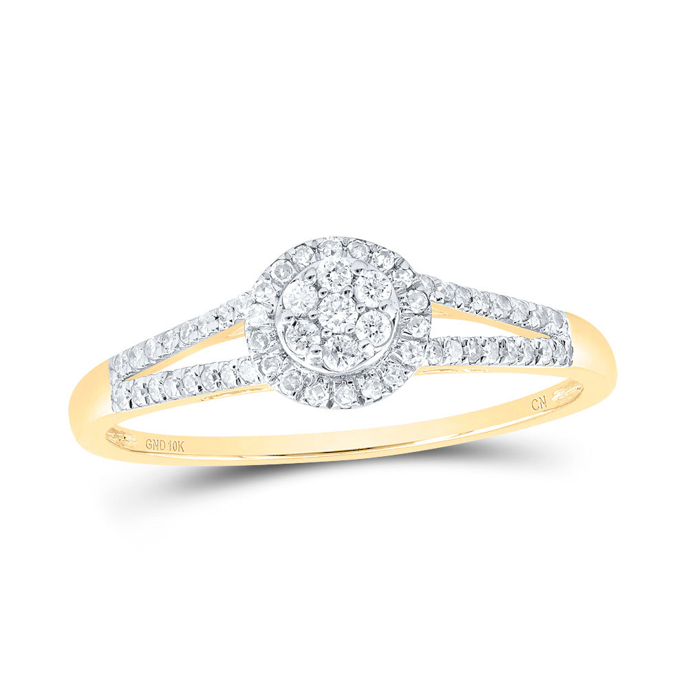 10kt Yellow Gold Womens Round Diamond Cluster Ring 1/5 Cttw 7 Daisy Joyeria