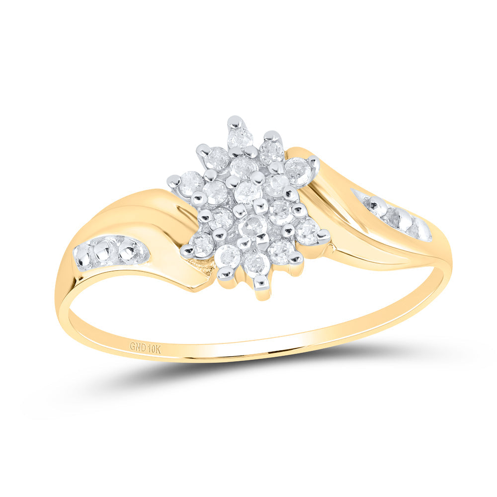 10kt Yellow Gold Womens Round Diamond Cluster Ring 1/8 Cttw 7 Daisy Joyeria
