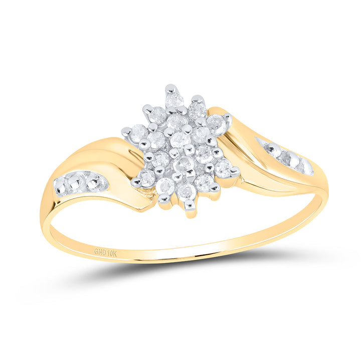 10kt Yellow Gold Womens Round Diamond Cluster Ring 1/8 Cttw 7 Daisy Joyeria