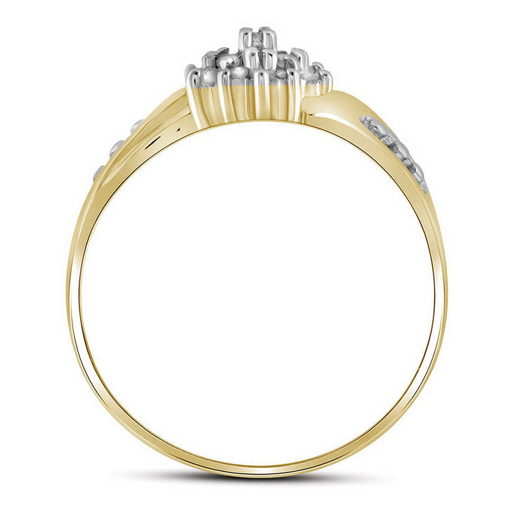 10kt Yellow Gold Womens Round Diamond Cluster Ring 1/8 Cttw 7 Daisy Joyeria