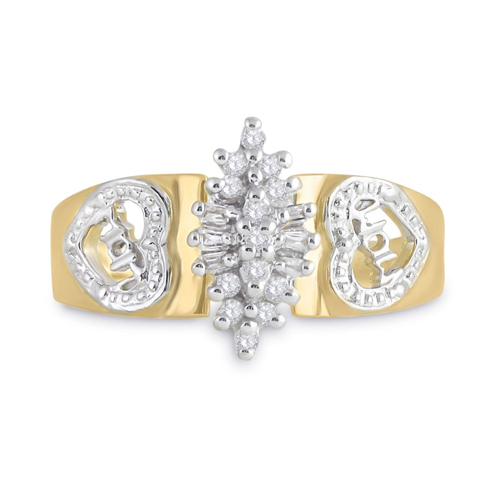 10kt Yellow Gold Womens Round Diamond Mom Mother Ring 1/8 Cttw 7 Daisy Joyeria