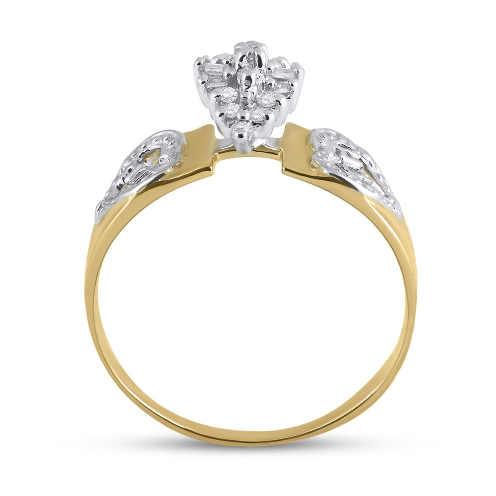 10kt Yellow Gold Womens Round Diamond Mom Mother Ring 1/8 Cttw 7 Daisy Joyeria