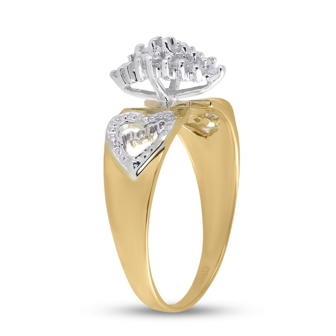 10kt Yellow Gold Womens Round Diamond Mom Mother Ring 1/8 Cttw 7 Daisy Joyeria