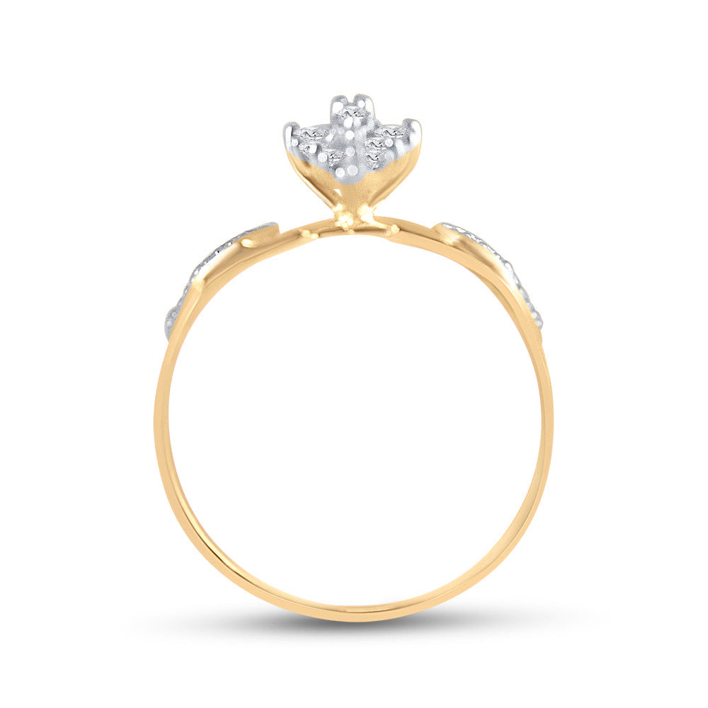 10kt Yellow Gold Womens Round Diamond Double Heart Cluster Ring 1/8 Cttw 7 Daisy Joyeria