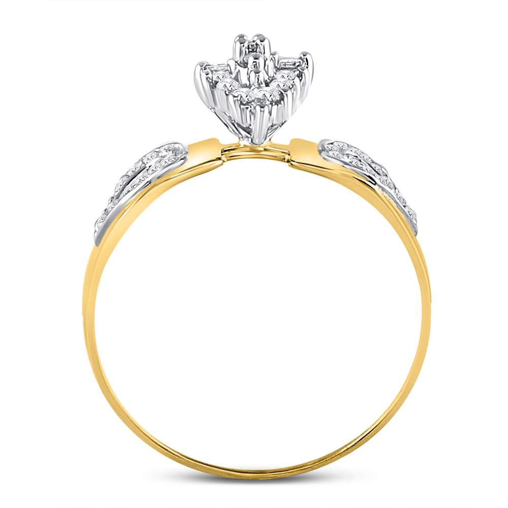 10kt Yellow Gold Womens Round Diamond Double Heart Cluster Ring 1/8 Cttw 7 Daisy Joyeria