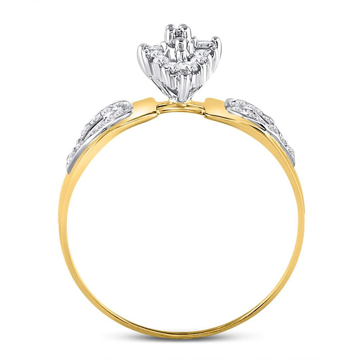 10kt Yellow Gold Womens Round Diamond Double Heart Cluster Ring 1/8 Cttw 7 Daisy Joyeria