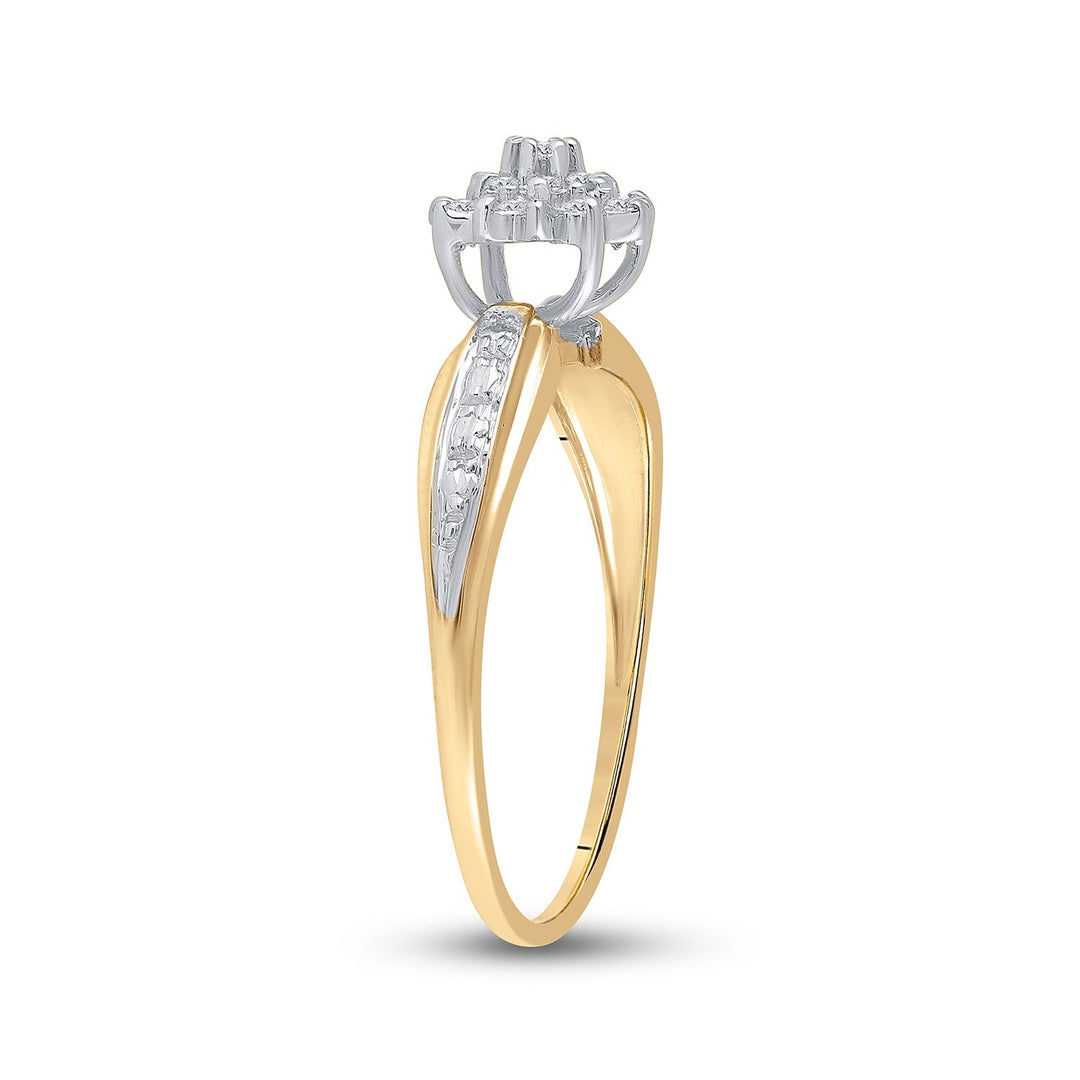 10kt Yellow Gold Womens Round Diamond Cluster Ring 1/10 Cttw 7 Daisy Joyeria