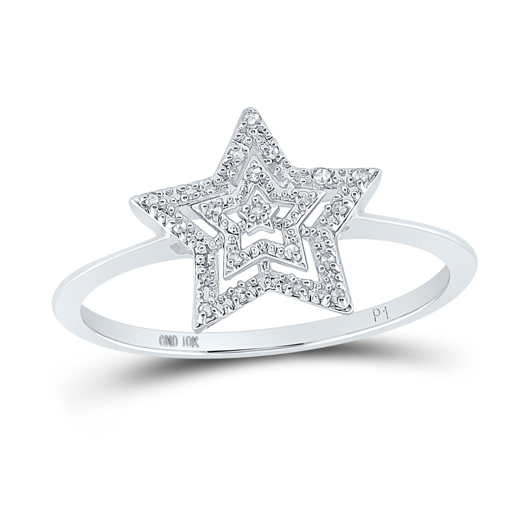 10kt White Gold Womens Round Diamond Star Ring 1/20 Cttw 7 Daisy Joyeria