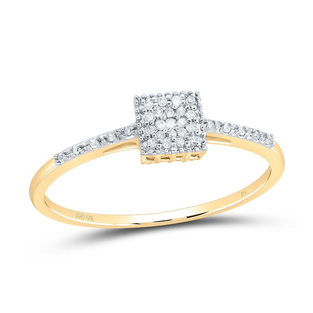 10kt Yellow Gold Womens Round Diamond Cluster Ring 1/12 Cttw 7 Daisy Joyeria