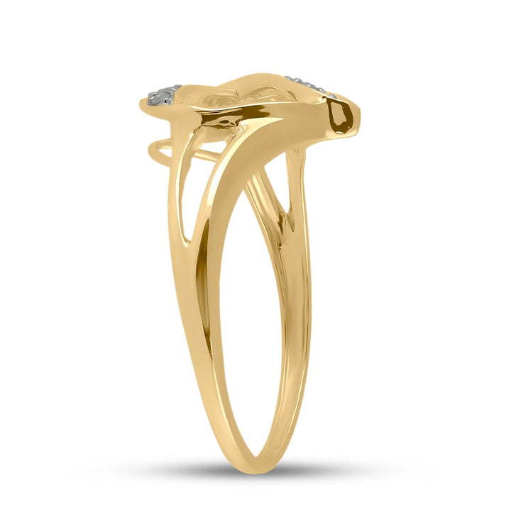 10kt Yellow Gold Womens Round Diamond Split-shank Heart Ring 1/20 Cttw 7 Daisy Joyeria