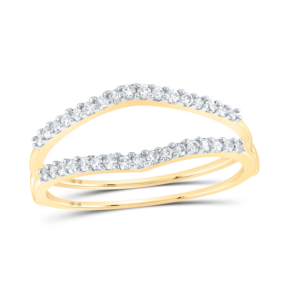 14kt Yellow Gold Womens Round Diamond Ring Guard Wrap Enhancer Wedding Band 1/4 Cttw 7 Daisy Joyeria