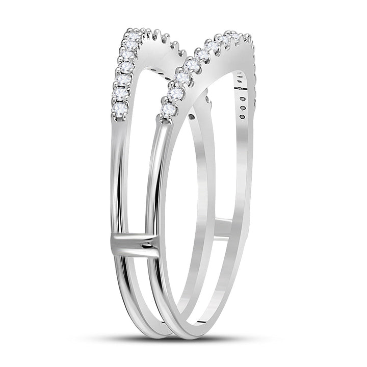 14kt White Gold Womens Round Diamond Ring Guard Wrap Enhancer Wedding Band 1/4 Cttw 7 Daisy Joyeria