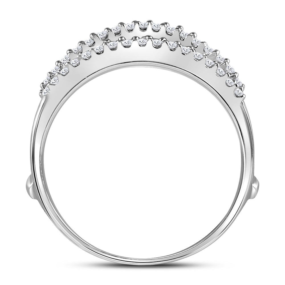 14kt White Gold Womens Round Diamond Ring Guard Wrap Enhancer Wedding Band 1/4 Cttw 7 Daisy Joyeria
