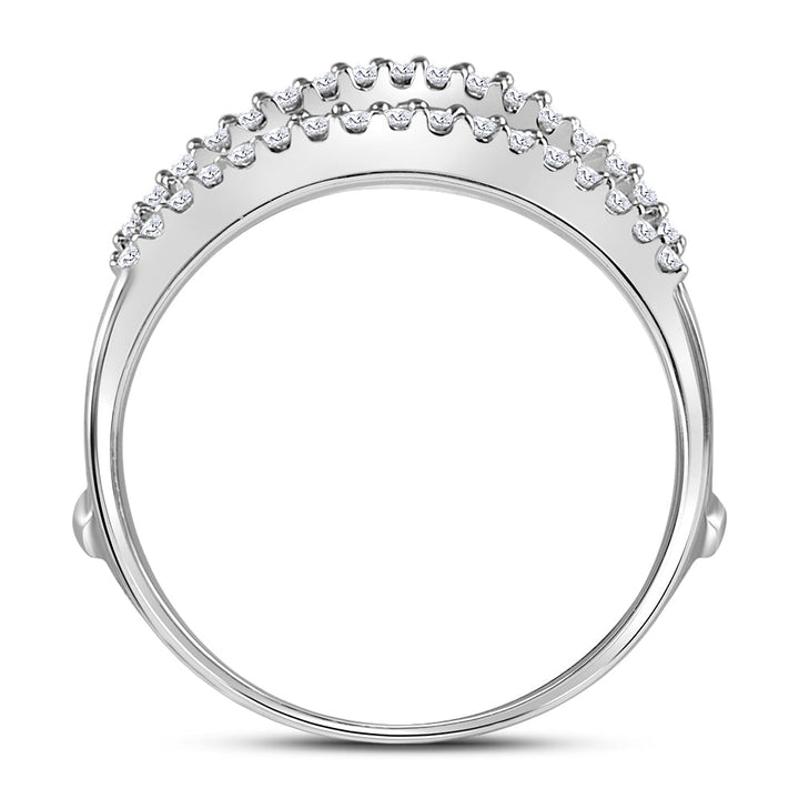 14kt White Gold Womens Round Diamond Ring Guard Wrap Enhancer Wedding Band 1/4 Cttw 7 Daisy Joyeria