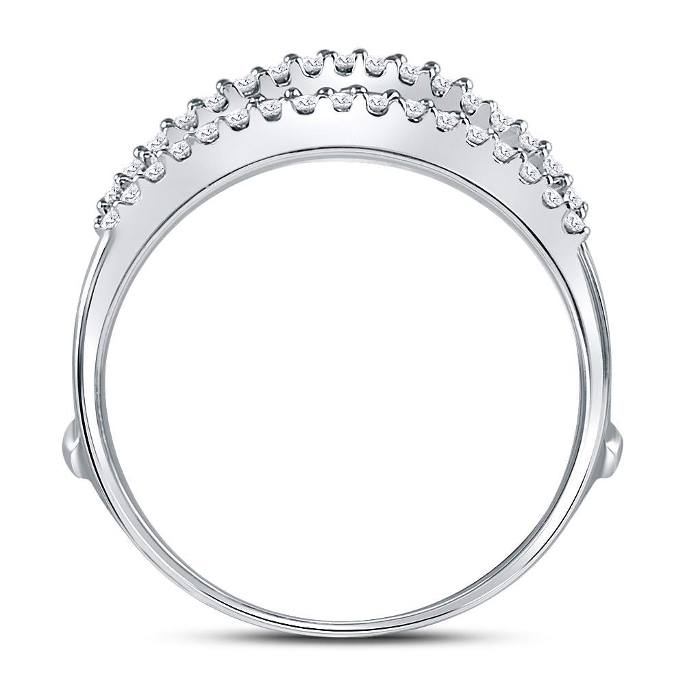 14kt White Gold Womens Round Diamond Ring Guard Wrap Enhancer Wedding Band 1/4 Cttw 7 Daisy Joyeria