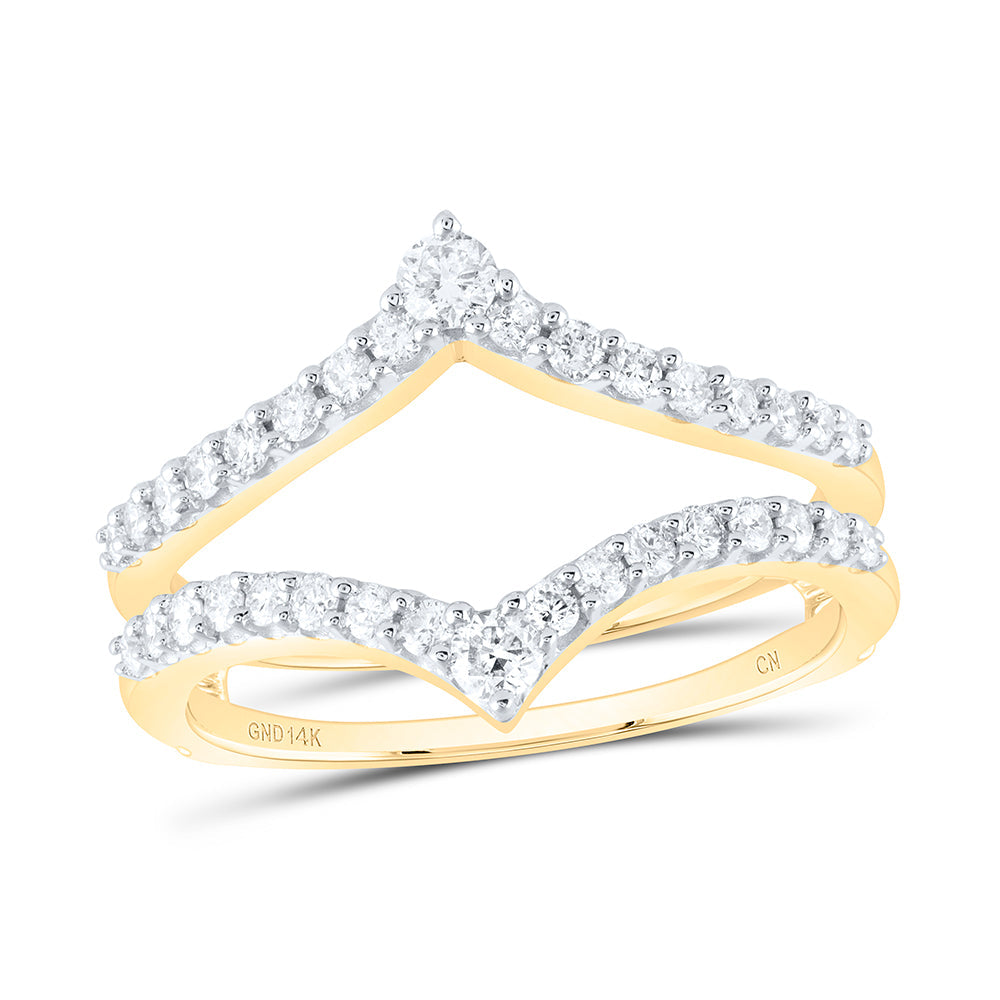 14kt Yellow Gold Womens Round Diamond Ring Guard Wrap Enhancer Wedding Band 1/2 Cttw 7 Daisy Joyeria