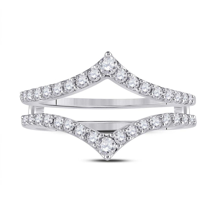14kt White Gold Womens Round Diamond Ring Guard Wrap Enhancer Wedding Band 1/2 Cttw 7 Daisy Joyeria