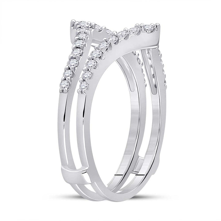 14kt White Gold Womens Round Diamond Ring Guard Wrap Enhancer Wedding Band 1/2 Cttw 7 Daisy Joyeria