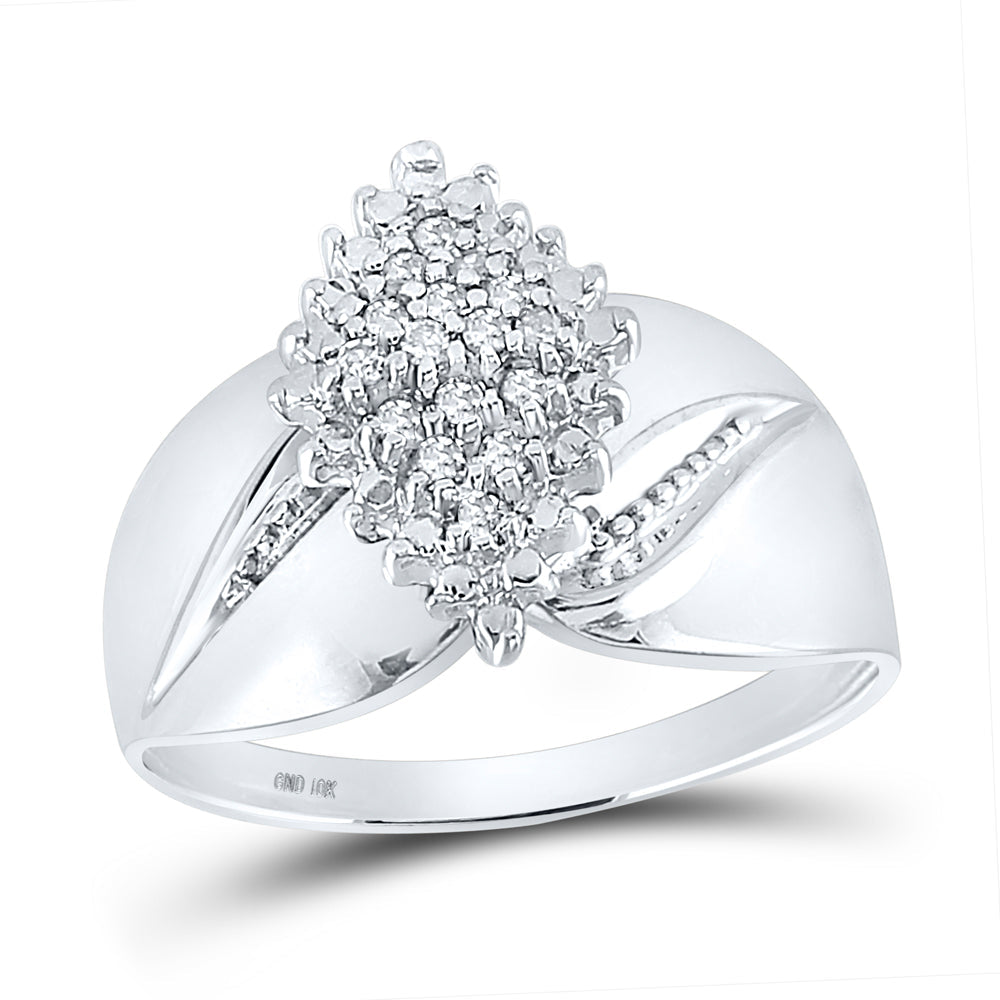 10kt White Gold Womens Round Diamond Cluster Ring 1/8 Cttw 7 Daisy Joyeria