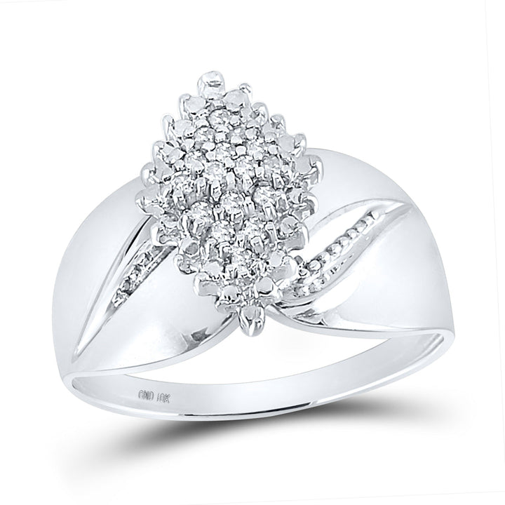 10kt White Gold Womens Round Diamond Cluster Ring 1/8 Cttw 7 Daisy Joyeria
