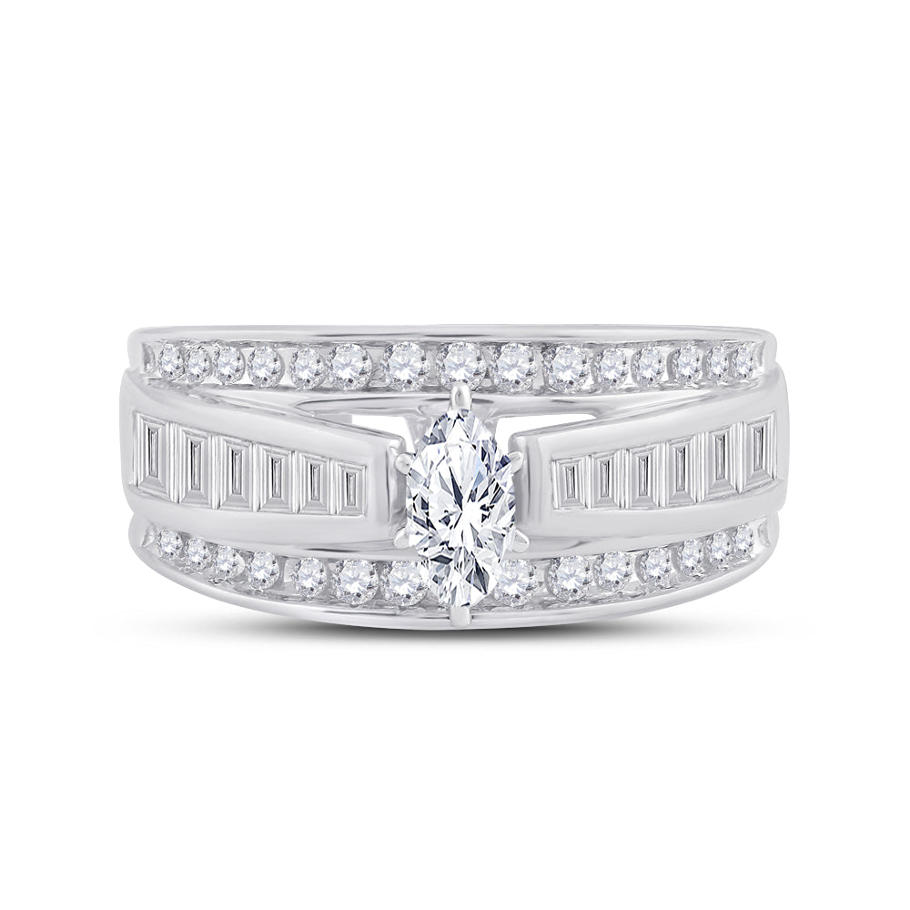 14kt White Gold Womens Marquise Diamond Solitaire Bridal Wedding Engagement Ring 1.00 Cttw 7 Daisy Joyeria