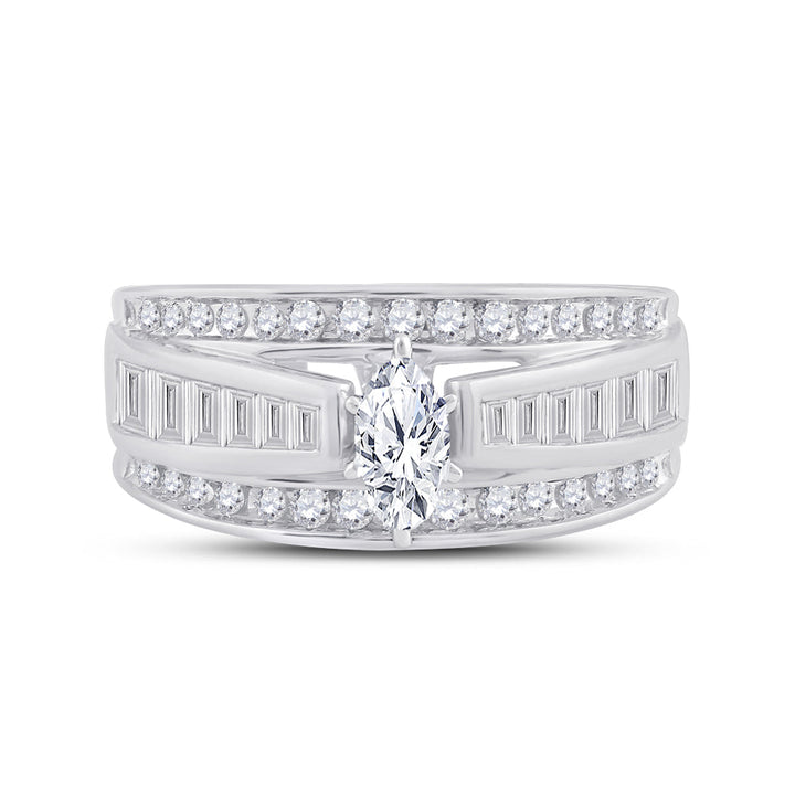 14kt White Gold Womens Marquise Diamond Solitaire Bridal Wedding Engagement Ring 1.00 Cttw 7 Daisy Joyeria