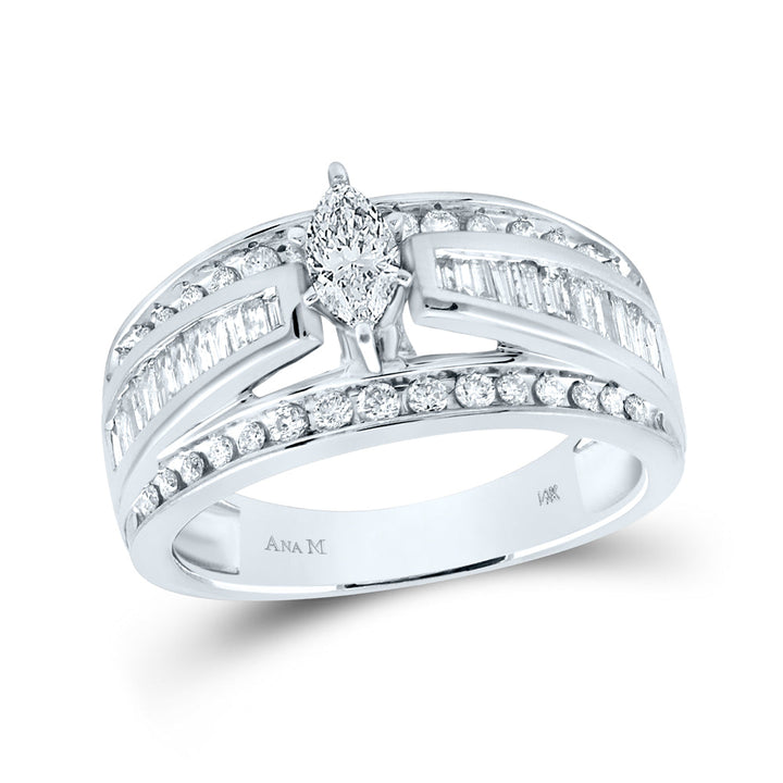 14kt White Gold Womens Marquise Diamond Solitaire Bridal Wedding Engagement Ring 1.00 Cttw 7 Daisy Joyeria