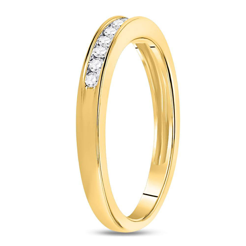 14kt Yellow Gold Womens Round Channel-set Diamond Wedding Band 1/6 Cttw 7 Daisy Joyeria