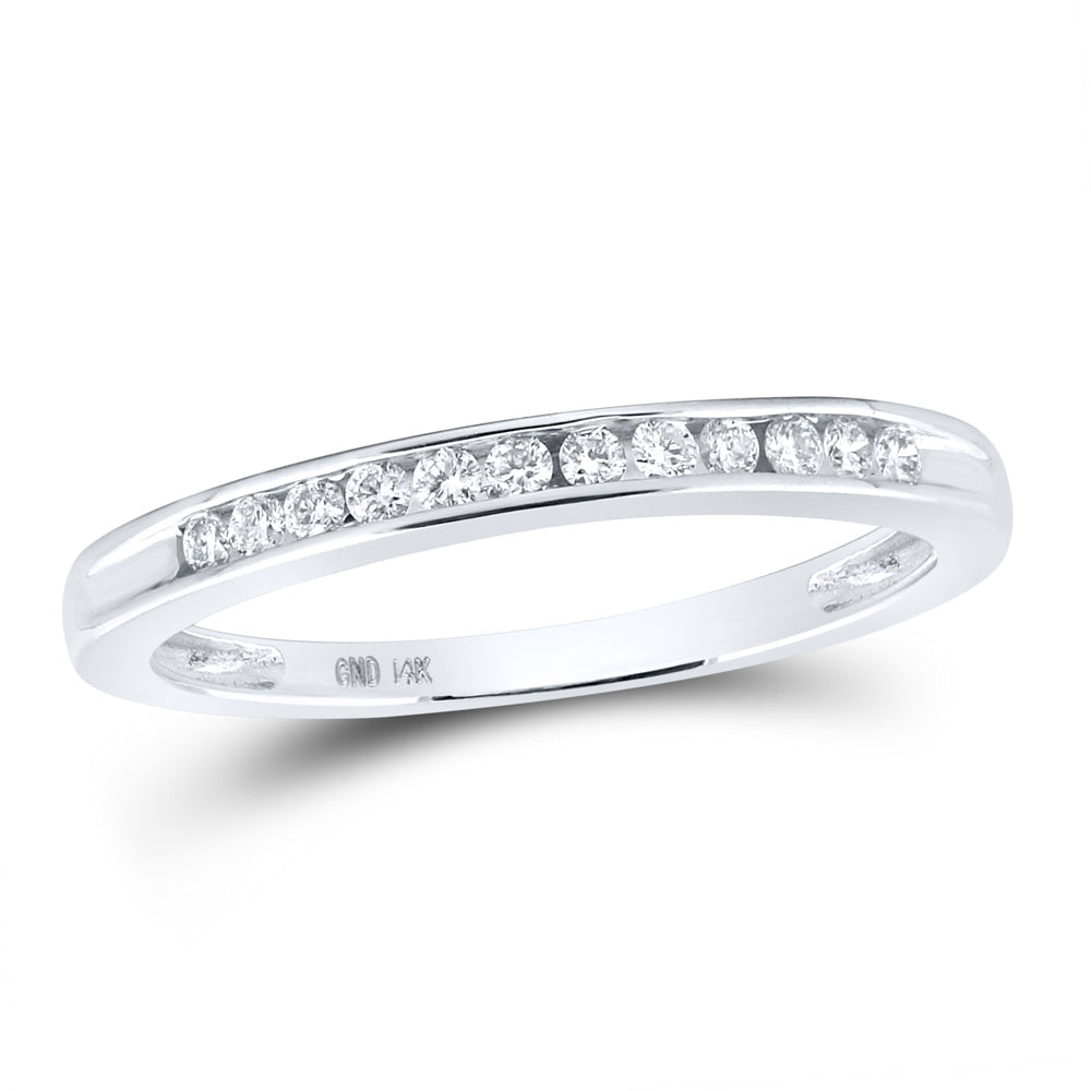 14kt White Gold Womens Round Channel-set Diamond Wedding Band 1/6 Cttw 7 Daisy Joyeria