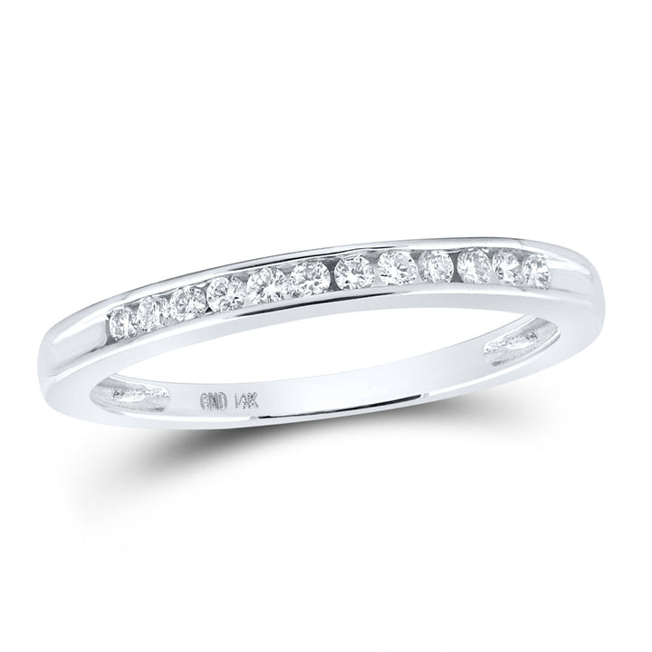 14kt White Gold Womens Round Channel-set Diamond Wedding Band 1/6 Cttw 7 Daisy Joyeria
