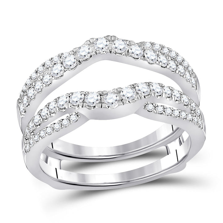 14kt White Gold Womens Round Diamond Wrap Ring Guard Enhancer 5/8 Cttw 7 Daisy Joyeria