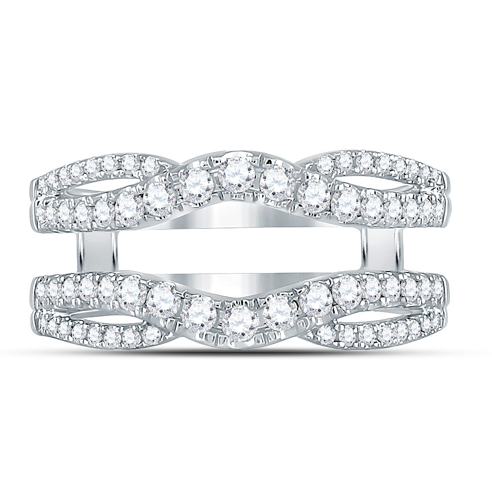14kt White Gold Womens Round Diamond Wrap Ring Guard Enhancer 5/8 Cttw 7 Daisy Joyeria