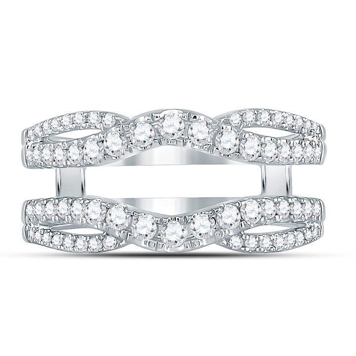 14kt White Gold Womens Round Diamond Wrap Ring Guard Enhancer 5/8 Cttw 7 Daisy Joyeria