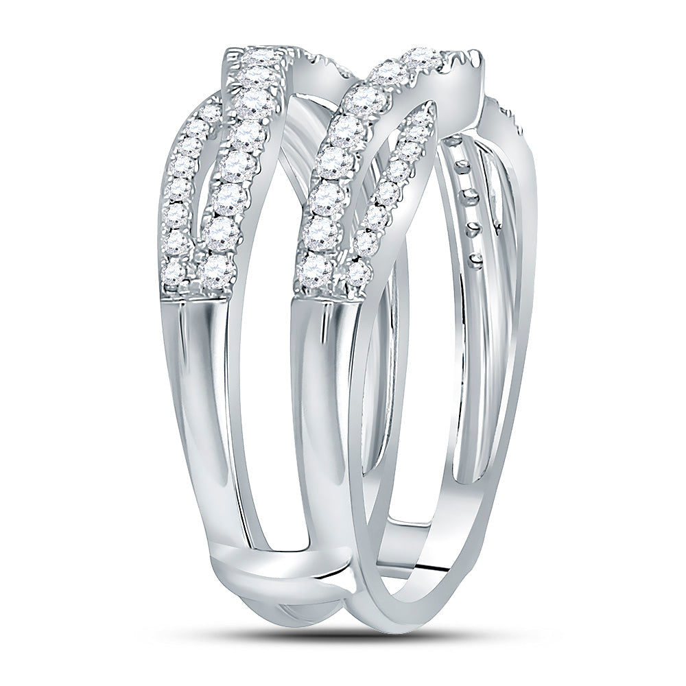 14kt White Gold Womens Round Diamond Wrap Ring Guard Enhancer 5/8 Cttw 7 Daisy Joyeria