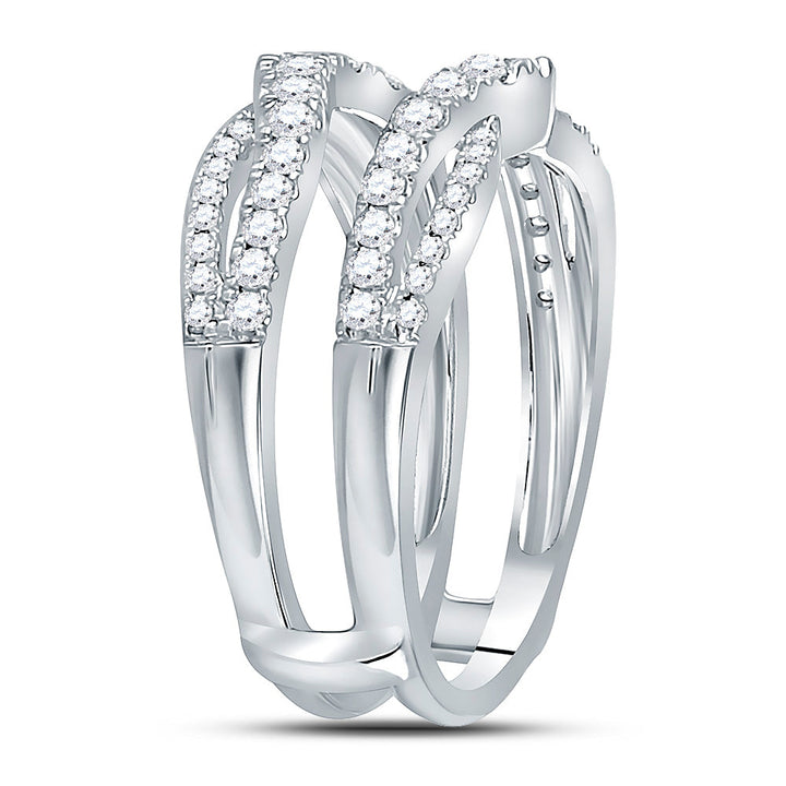 14kt White Gold Womens Round Diamond Wrap Ring Guard Enhancer 5/8 Cttw 7 Daisy Joyeria