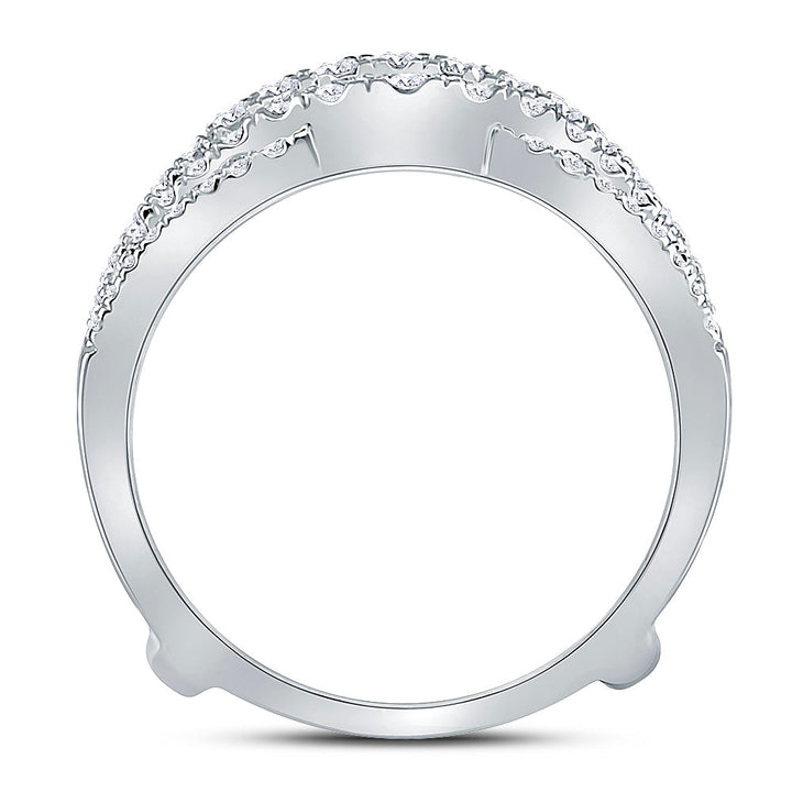 14kt White Gold Womens Round Diamond Wrap Ring Guard Enhancer 5/8 Cttw 7 Daisy Joyeria