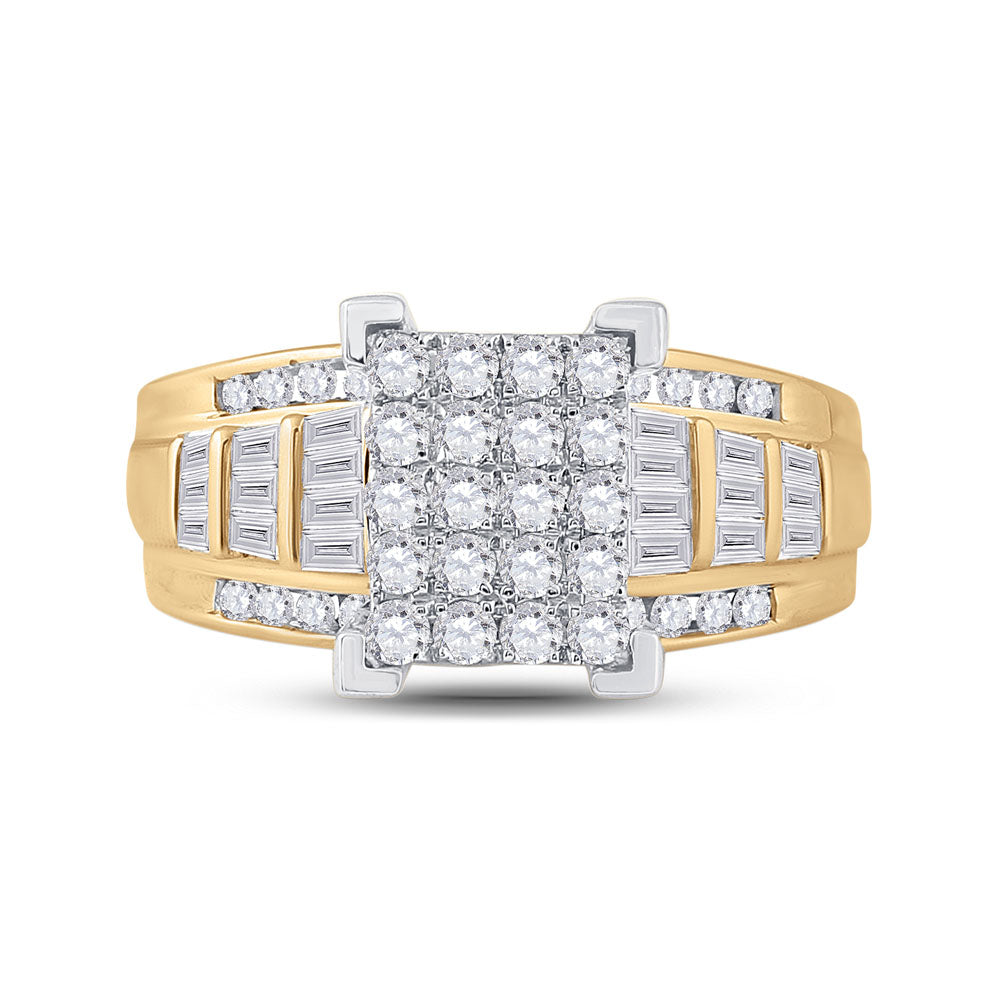 10kt Yellow Gold Womens Round Diamond Cluster Bridal Wedding Engagement Ring 1.00 Cttw 7 Daisy Joyeria