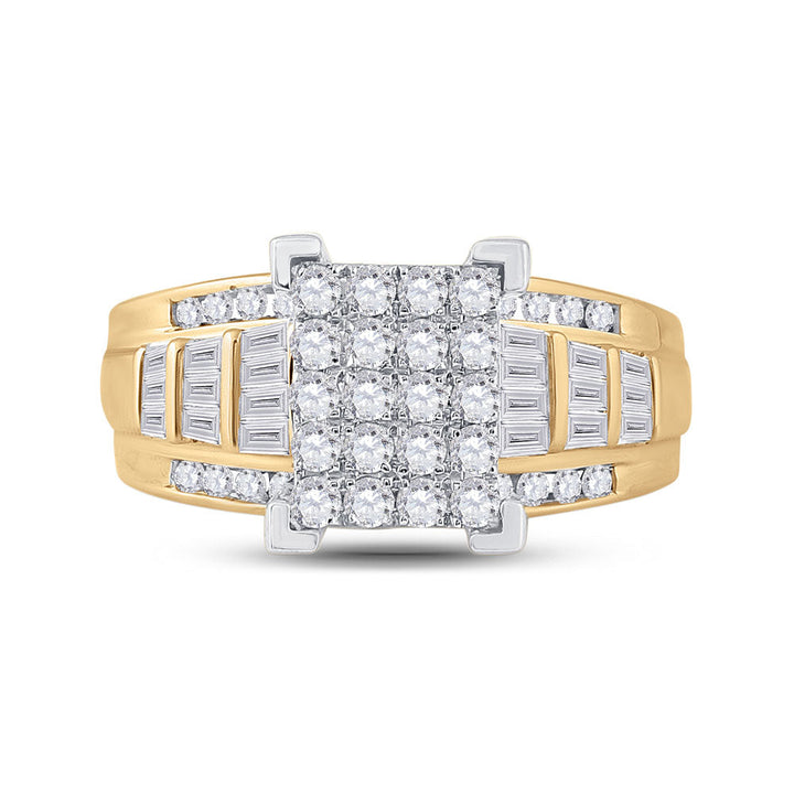 10kt Yellow Gold Womens Round Diamond Cluster Bridal Wedding Engagement Ring 1.00 Cttw 7 Daisy Joyeria